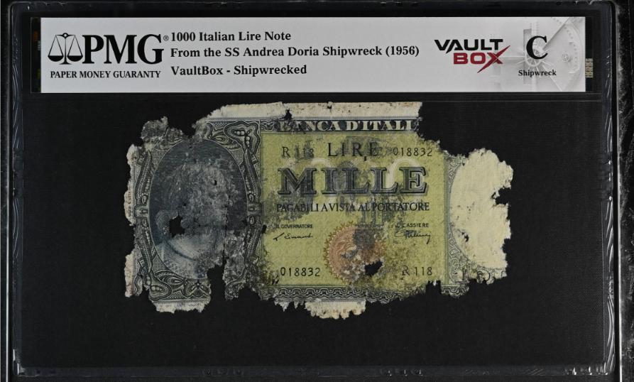 Andrea Doria 1000 Italian Lire Note PMG Shipwreck "C" Front