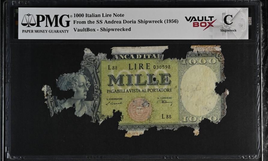 Andrea Doria 1000 Italian Lire Note PMG Shipwreck "C" Front