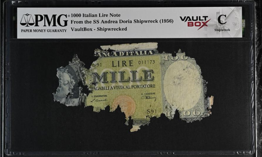 Andrea Doria 1000 Italian Lire Note PMG Shipwreck "C" Front