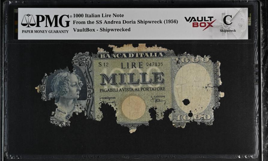 Andrea Doria 1000 Italian Lire Note PMG Shipwreck "C" Front