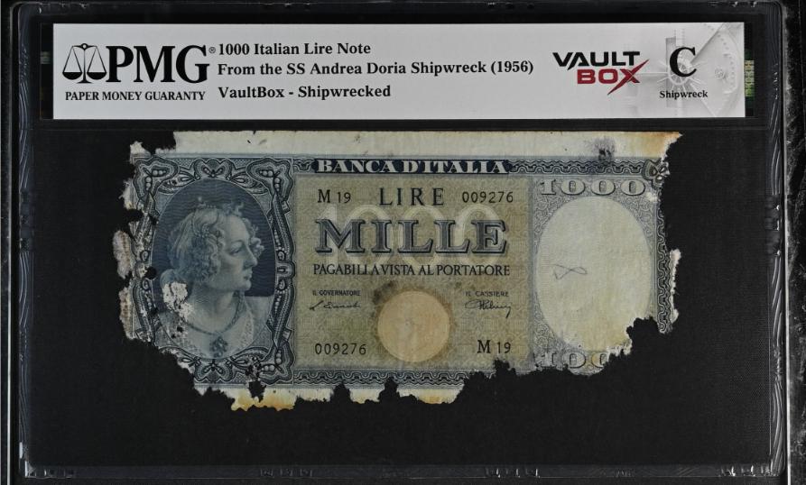 Andrea Doria 1000 Italian Lire Note PMG Shipwreck "C" Front