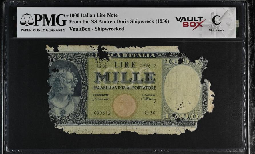 Andrea Doria 1000 Italian Lire Note PMG Shipwreck "C" Front