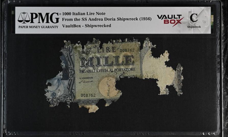 Andrea Doria 1000 Italian Lire Note PMG Shipwreck "C" Front