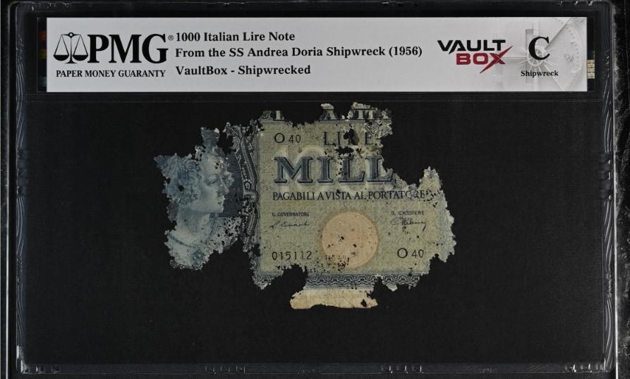 Andrea Doria 1000 Italian Lire Note PMG Shipwreck "C" Front