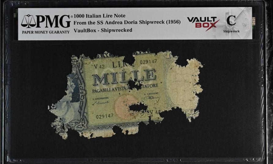 Andrea Doria 1000 Italian Lire Note PMG Shipwreck "C" Front