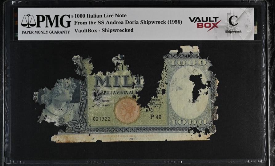 Andrea Doria 1000 Italian Lire Note PMG Shipwreck "C" Front