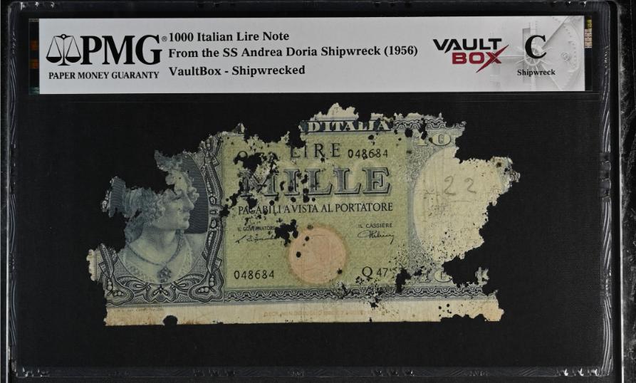 Andrea Doria 1000 Italian Lire Note PMG Shipwreck "C" Front