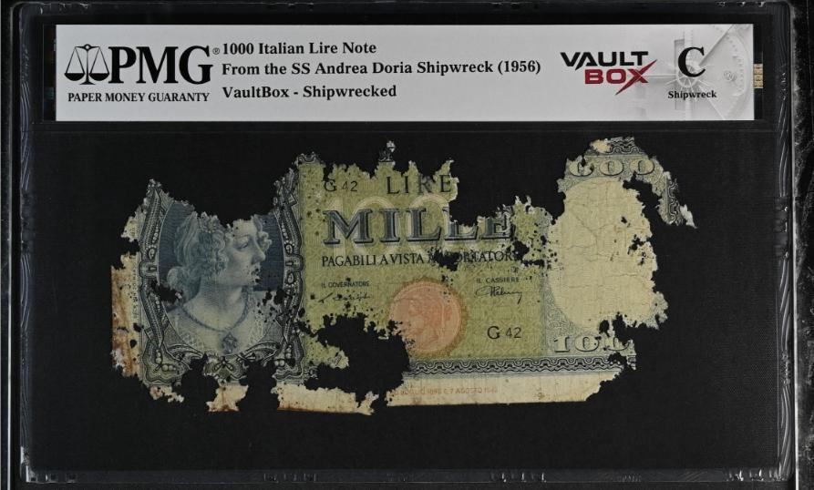 Andrea Doria 1000 Italian Lire Note PMG Shipwreck "C" Front