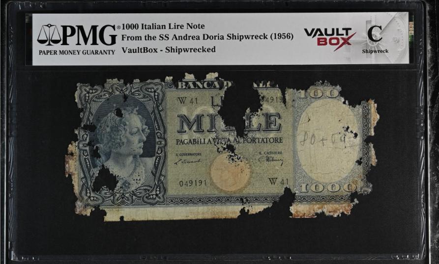 Andrea Doria 1000 Italian Lire Note PMG Shipwreck "C" Front