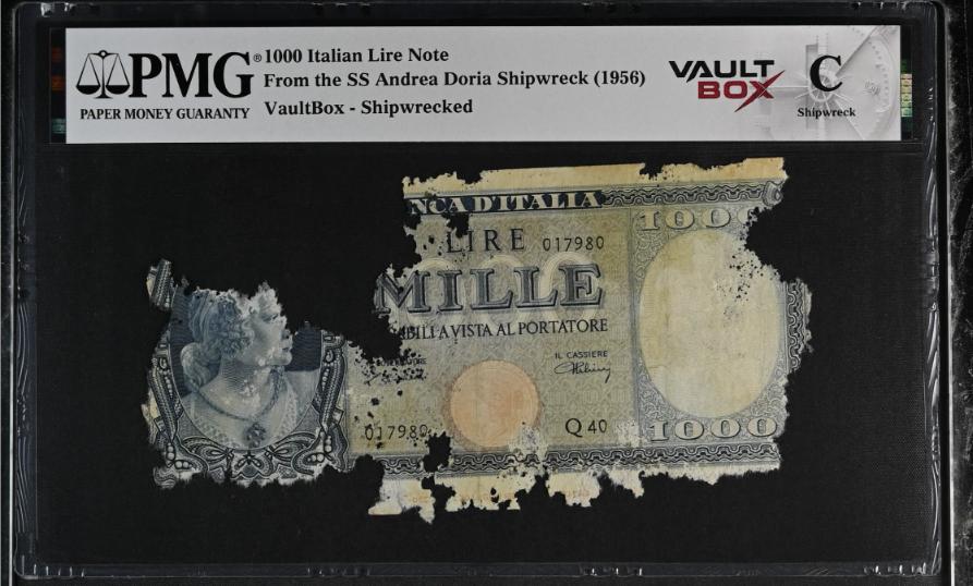 Andrea Doria 1000 Italian Lire Note PMG Shipwreck "C" Front