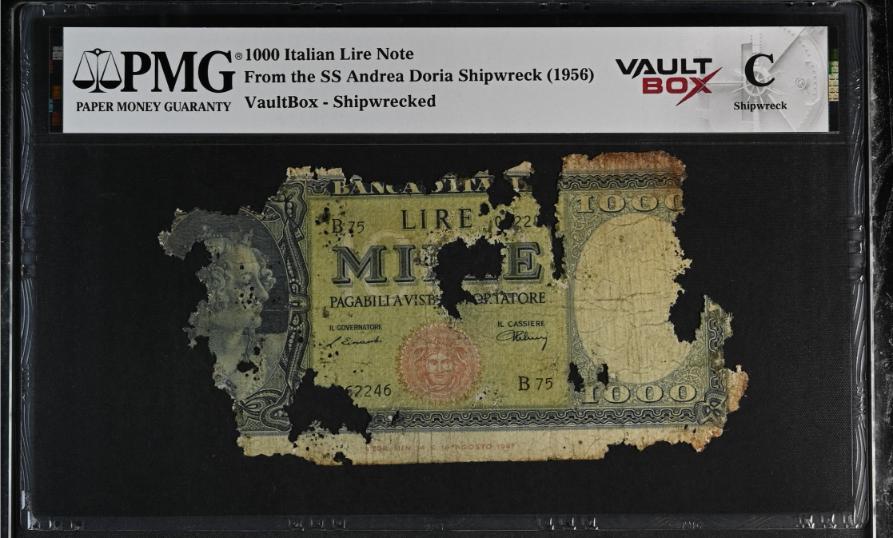 Andrea Doria 1000 Italian Lire Note PMG Shipwreck "C" Front