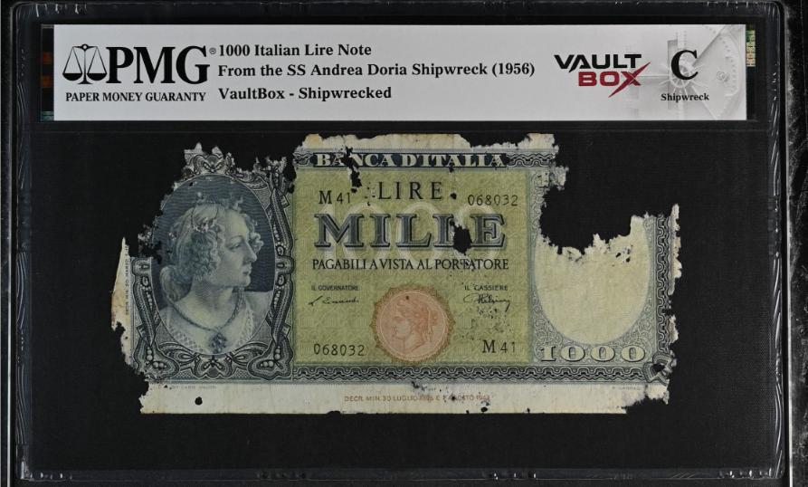 Andrea Doria 1000 Italian Lire Note PMG Shipwreck "C" Front