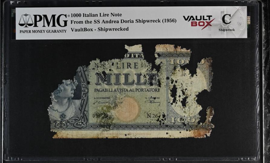 Andrea Doria 1000 Italian Lire Note PMG Shipwreck "C" Front