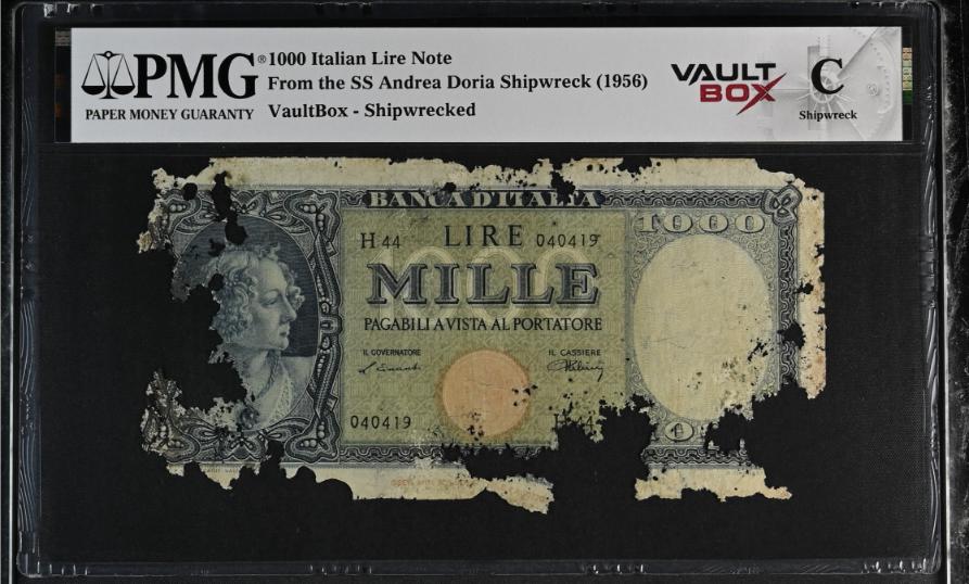 Andrea Doria 1000 Italian Lire Note PMG Shipwreck "C" Front