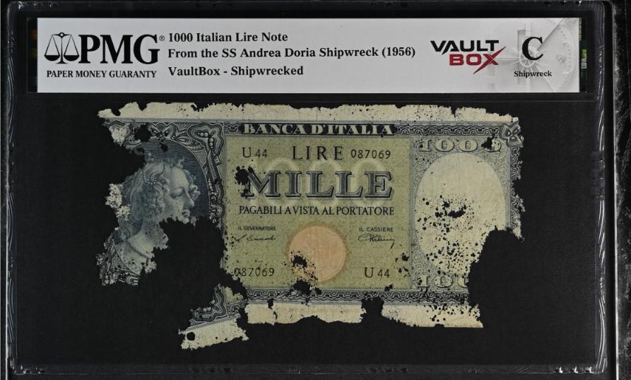 Andrea Doria 1000 Italian Lire Note PMG Shipwreck "C" Front