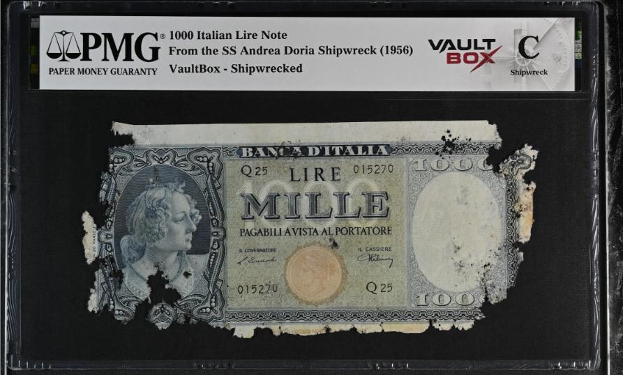 Andrea Doria 1000 Italian Lire Note PMG Shipwreck "C" Front