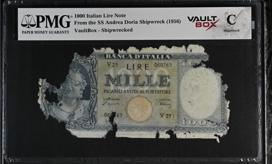Andrea Doria 1000 Italian Lire Note PMG Shipwreck "C" Front