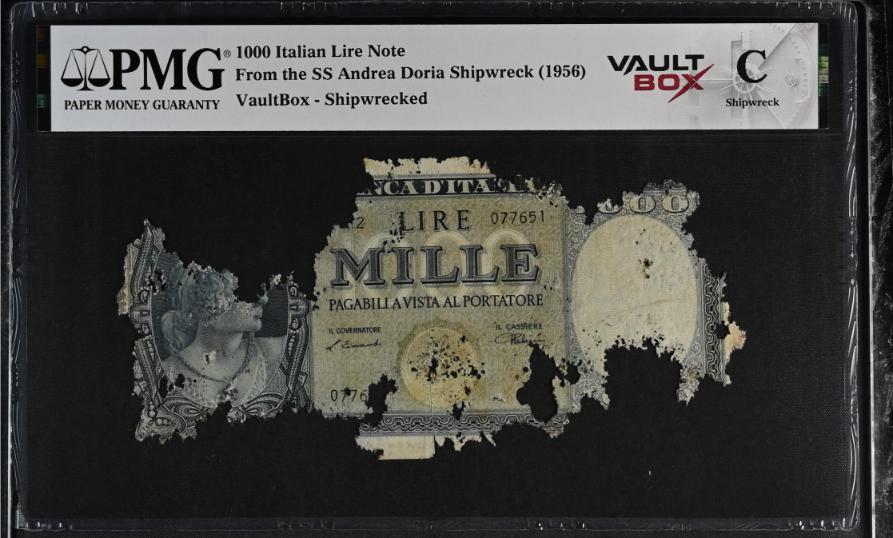 Andrea Doria 1000 Italian Lire Note PMG Shipwreck "C" Front