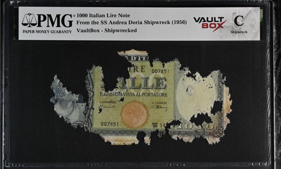 Andrea Doria 1000 Italian Lire Note PMG Shipwreck "C" Front