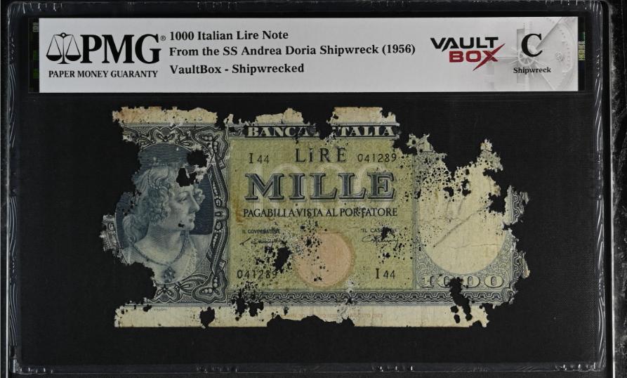 Andrea Doria 1000 Italian Lire Note PMG Shipwreck "C" Front
