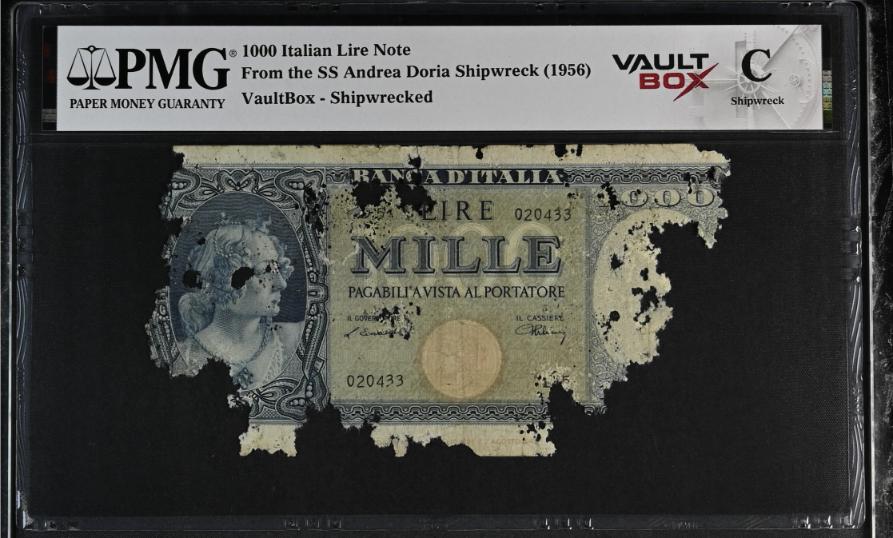 Andrea Doria 1000 Italian Lire Note PMG Shipwreck "C" Front