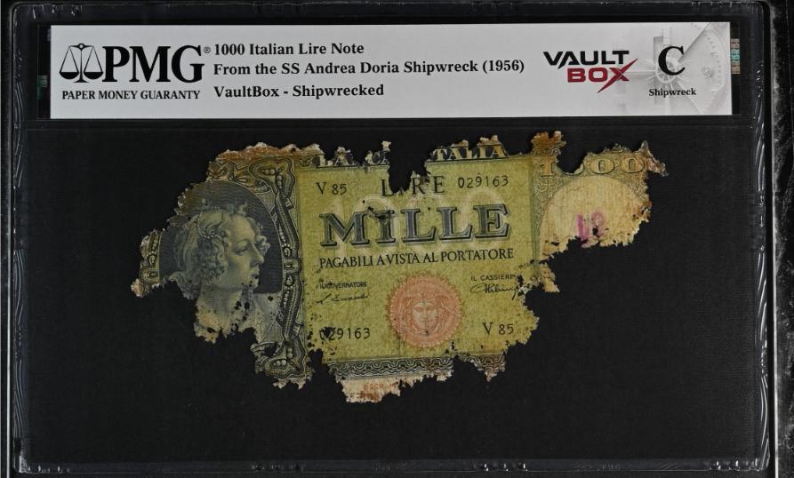 Andrea Doria 1000 Italian Lire Note PMG Shipwreck "C" Front
