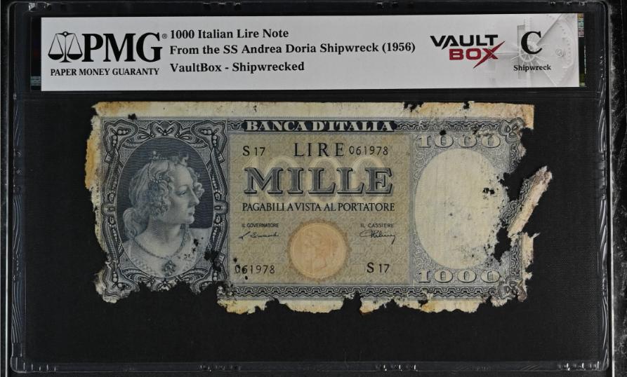 Andrea Doria 1000 Italian Lire Note PMG Shipwreck "C" Front