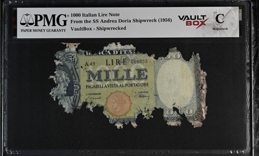 Andrea Doria 1000 Italian Lire Note PMG Shipwreck "C" Front