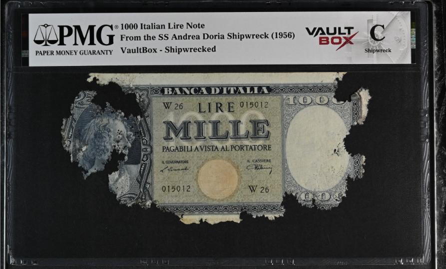 Andrea Doria 1000 Italian Lire Note PMG Shipwreck "C" Front
