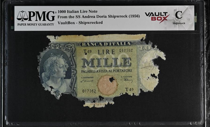 Andrea Doria 1000 Italian Lire Note PMG Shipwreck "C" Front