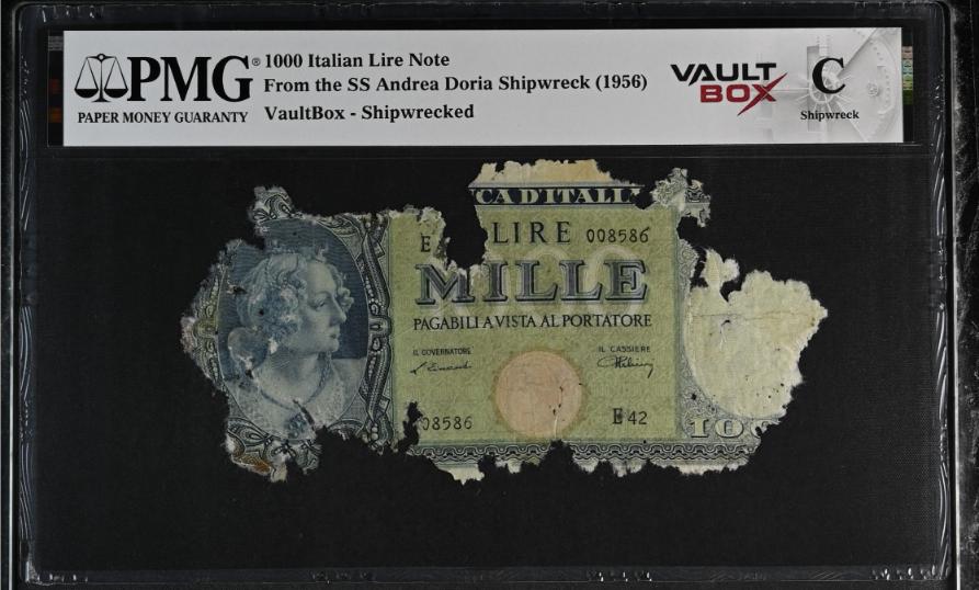 Andrea Doria 1000 Italian Lire Note PMG Shipwreck "C" Front