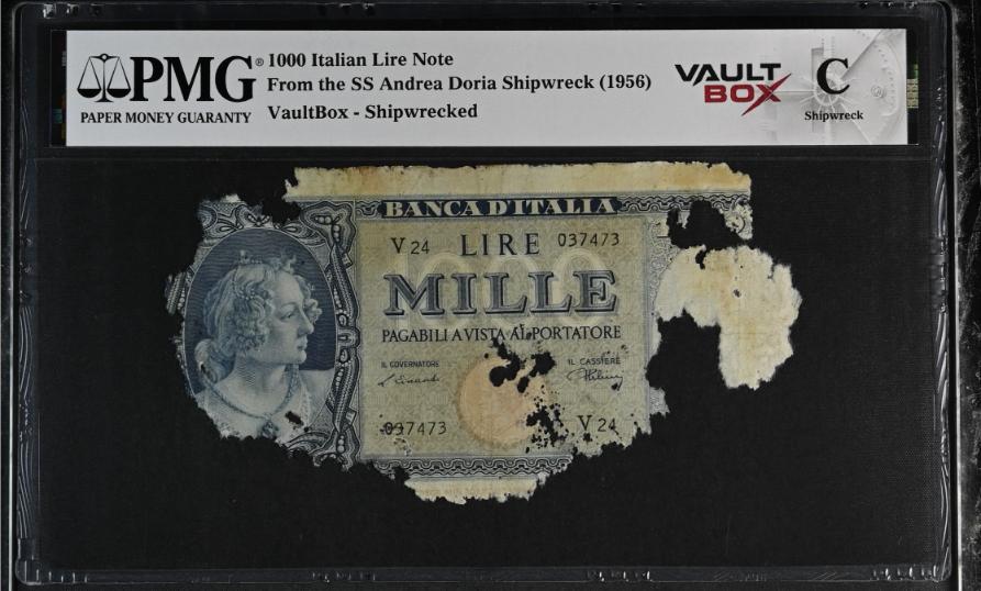 Andrea Doria 1000 Italian Lire Note PMG Shipwreck "C" Front