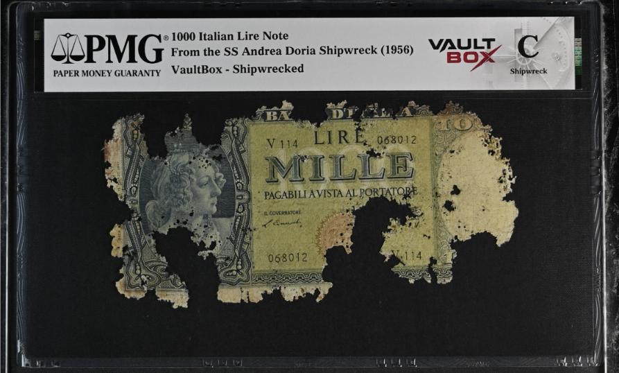 Andrea Doria 1000 Italian Lire Note PMG Shipwreck "C" Front