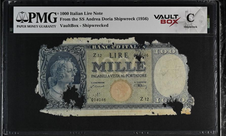 Andrea Doria 1000 Italian Lire Note PMG Shipwreck "C" Front