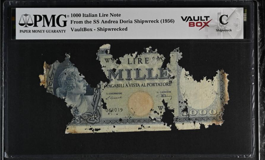 Andrea Doria 1000 Italian Lire Note PMG Shipwreck "C" Front