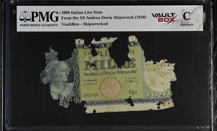 Andrea Doria 1000 Italian Lire Note PMG Shipwreck "C" Front