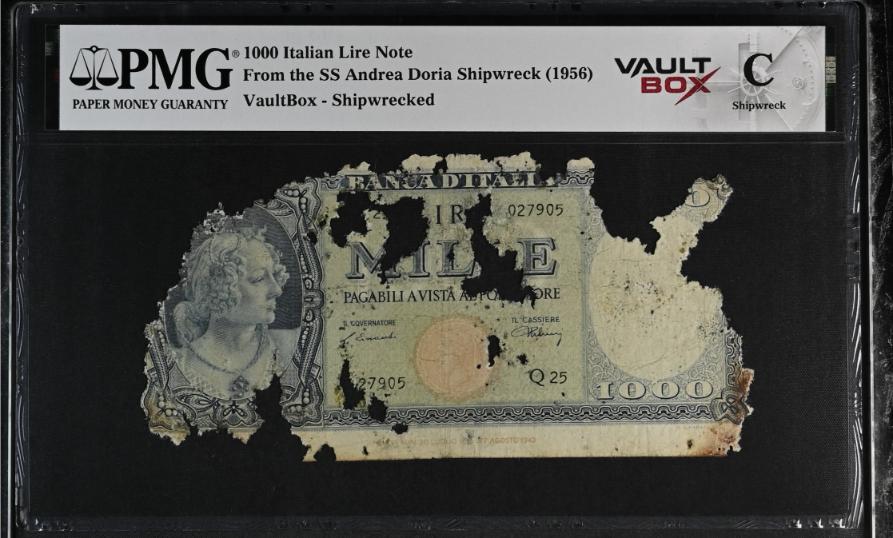 Andrea Doria 1000 Italian Lire Note PMG Shipwreck "C" Front