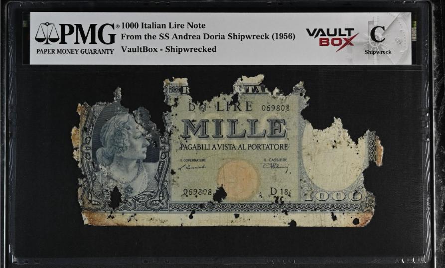 Andrea Doria 1000 Italian Lire Note PMG Shipwreck "C" Front