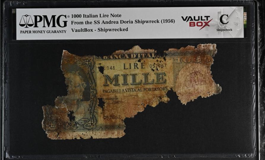 Andrea Doria 1000 Italian Lire Note PMG Shipwreck "C" Front