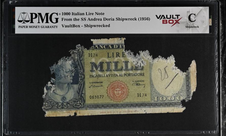 Andrea Doria 1000 Italian Lire Note PMG Shipwreck "C" Front