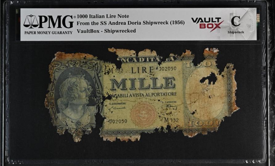 Andrea Doria 1000 Italian Lire Note PMG Shipwreck "C" Front