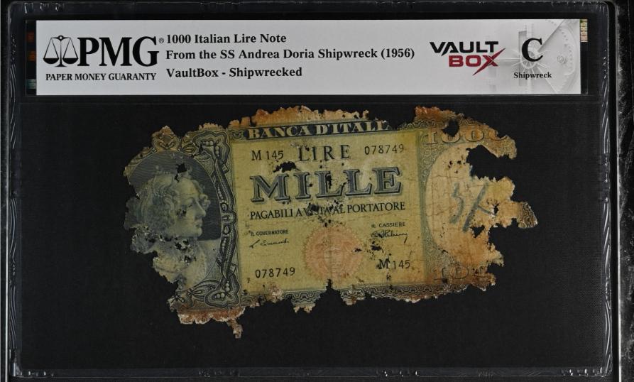 Andrea Doria 1000 Italian Lire Note PMG Shipwreck "C" Front