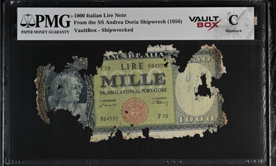 Andrea Doria 1000 Italian Lire Note PMG Shipwreck "C" Front