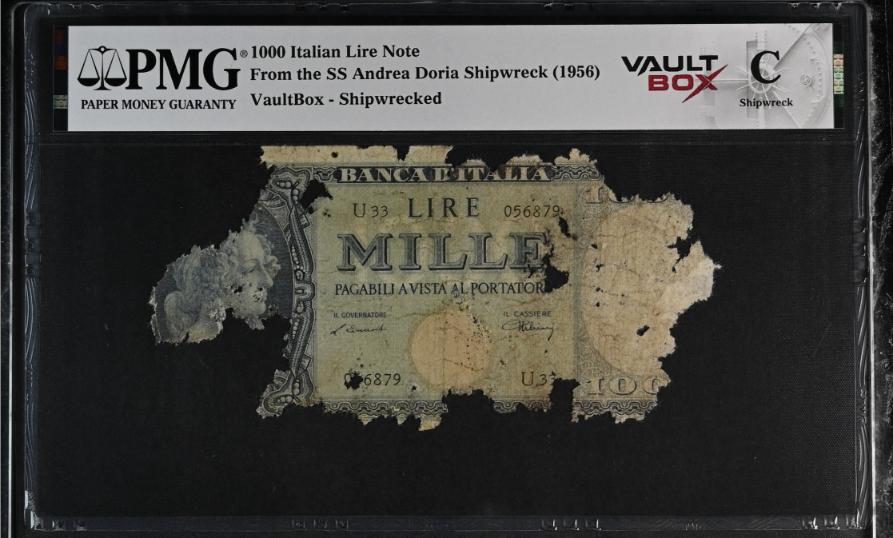 Andrea Doria 1000 Italian Lire Note PMG Shipwreck "C" Front
