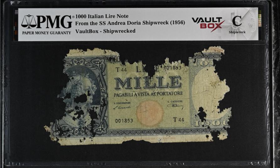 Andrea Doria 1000 Italian Lire Note PMG Shipwreck "C" Front