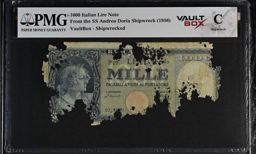 Andrea Doria 1000 Italian Lire Note PMG Shipwreck "C" Front