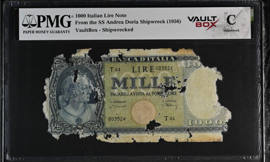 Andrea Doria 1000 Italian Lire Note PMG Shipwreck "C" Front