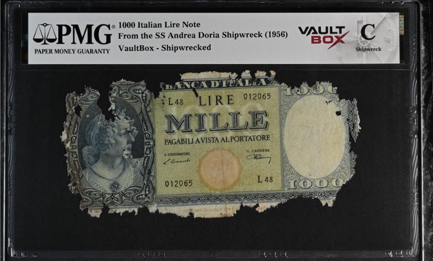 Andrea Doria 1000 Italian Lire Note PMG Shipwreck "C" Front