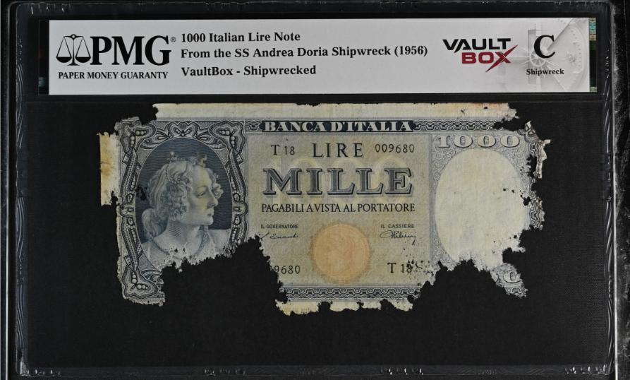 Andrea Doria 1000 Italian Lire Note PMG Shipwreck "C" Front