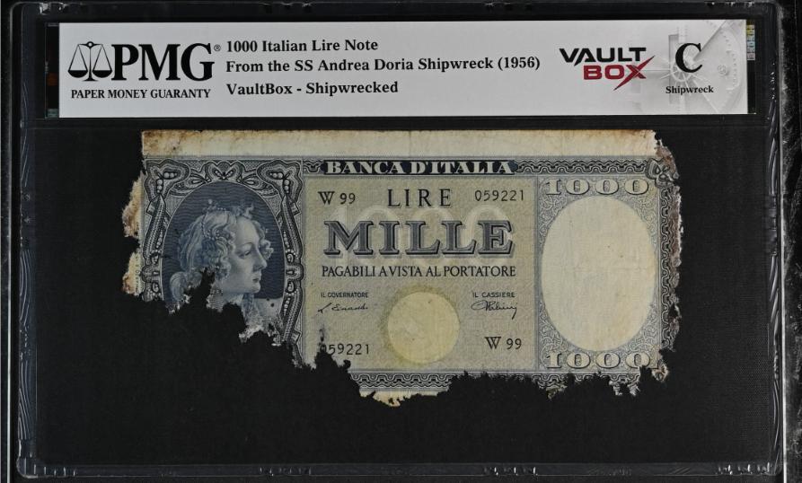 Andrea Doria 1000 Italian Lire Note PMG Shipwreck "C" Front